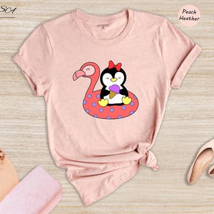 Penguins Mom Shirt Summer Tee: Adorable Pool Party Theme, Soft Cotton (Unisex Sizes S-XXL, Pre-Shrunk Fabric)