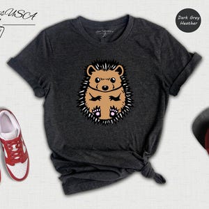 Hedgehog Shirt Cute Drawing Tee: Whimsical Animal Lover Design, Soft Cotton (Unisex Sizes S-XXL, Multiple Colors) image 5