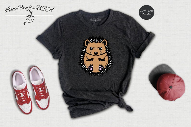 Hedgehog Shirt Cute Drawing Tee: Whimsical Animal Lover Design, Soft Cotton (Unisex Sizes S-XXL, Multiple Colors) image 5