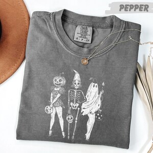 Spooky Girl Squad Skeleton Ghost Tee: Vintage Halloween Design, Comfort Colors Shirt | Unisex Cotton, Relaxed Fit | Multiple Sizes image 6