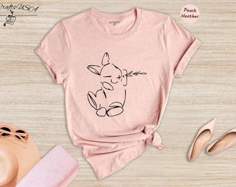 Rabbit Shirt Cute Easter Tee: Adorable Bunny Design, Unisex Cotton, Relaxed Fit | True To Size, Multiple Colors