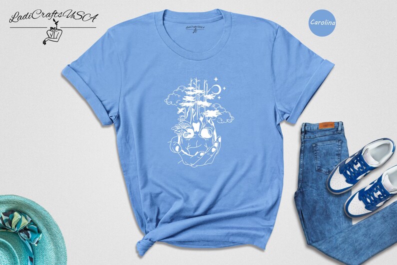 Camiseta con estampado de calavera y árbol, diseño de bosque, con calavera de azúcar (unisex, tallas S-XXL, 100 % algodón, tacto suave) imagen 3