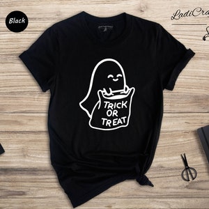 Trick or Treat Ghost Shirt, Halloween Gift, Halloween Shirt, Halloween Party Shirt, Cute Ghost Shirt, Halloween Costume