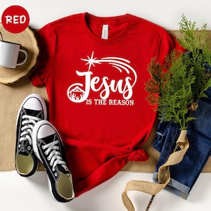 Jesus Is The Reason Christmas Tee: Christian Holiday Shirt, Family Matching Design (Cotton Blend, Multiple Sizes)