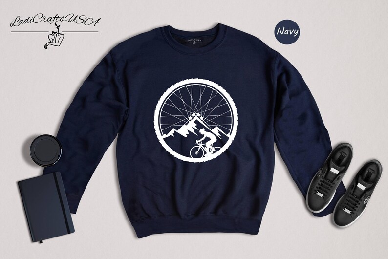 Mountain Bike Wheel Shirt, Cycling Mountain Landscape Tee, Bike Wheel Graphic T-Shirt, Gift for Cyclist image 8