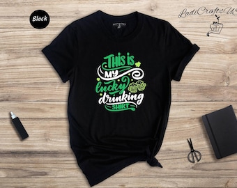 This Is My Lucky Drinking Shirt, Funny St Patricks Day Shamrock Shirt, Irish Beer Lover Tee, Green Shamrock Party Shirt Gift
