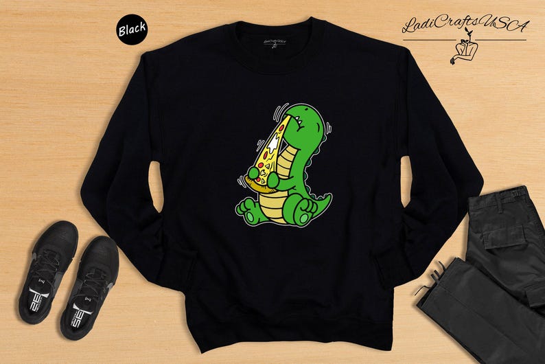 Dino Lover Gift Tee: Dinosaur Eating Pizza Design, Funny Dino Pizza Shirt | Cotton Blend, Unisex Sizes XS-XXL image 8