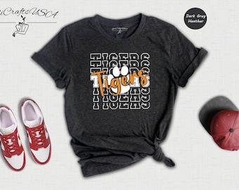 Tigers Mascot Shirt - School Spirit Tee, Unisex Cotton Blend, Relaxed Fit - Team Fan Apparel, Game Day Wear