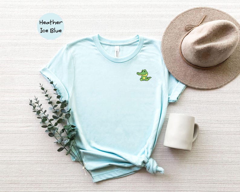 Pocket Crocodile Tee: Happy Sitting Crocodile - Cotton Blend, Unisex Casual Shirt, Relaxed Fit for Men and Women image 4