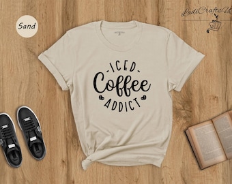 Iced Coffee Addict Shirt, Funny Coffee Lover Gift Tee, Retro Circle Graphic T-Shirt, Casual Summer Shirt for Coffee Fans