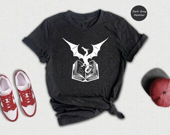 Dragon Book Shirt Reading Gift: Fantasy Dragon Art Tee, Cotton Fabric (Unisex S-XXL, Casual Wear)