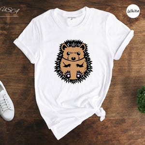 Hedgehog Shirt Cute Drawing Tee: Whimsical Animal Lover Design, Soft Cotton (Unisex Sizes S-XXL, Multiple Colors) image 4