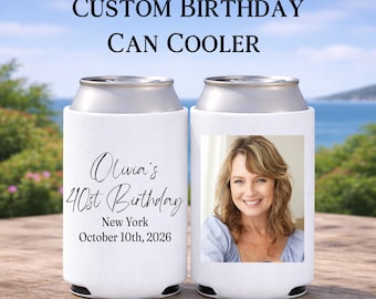 Custom Can Cooler with Photo & Text | Personalized Party Favor | Birthday Wedding Graduation | Custom Beer Can Sleeve