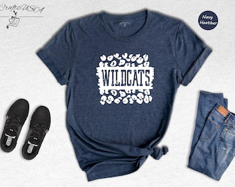 Wildcats Leopard Print Shirt, School Spirit Mascot Tee, Game Day Football Shirt, Team Pride Gift