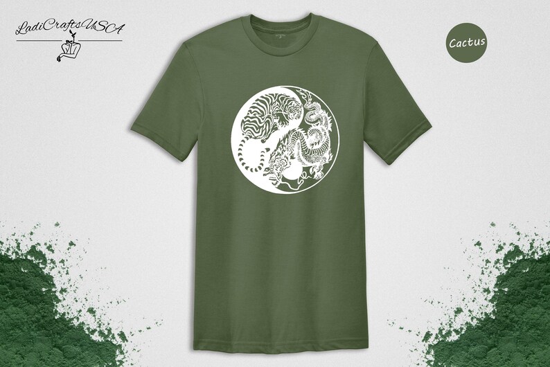 Tiger Dragon Yin Yang Shirt, Japanese Tattoo Style Graphic Tee, Asian Art Unisex T-Shirt, Gift for Tiger Dragon Lovers image 2