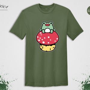 Cute Frog Mushroom Shirt, Kawaii Frog Tee, Cottagecore Animal Lover Gift, Funny Nature Shirt for Women image 4