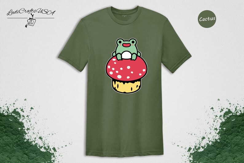 Cute Frog Mushroom Shirt, Kawaii Frog Tee, Cottagecore Animal Lover Gift, Funny Nature Shirt for Women image 4
