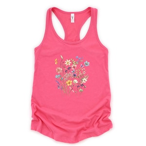 Floral Tank Top: Vintage Wildflower Design, Cottagecore Boho Shirt | Cotton Blend, Relaxed Fit | XS-XL image 4