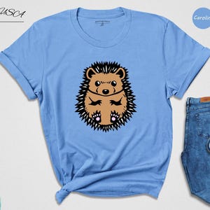 Hedgehog Shirt Cute Drawing Tee: Whimsical Animal Lover Design, Soft Cotton (Unisex Sizes S-XXL, Multiple Colors) image 6