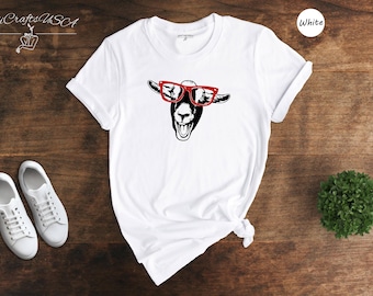 Goat Glasses Shirt: Cute Animal Graphic Tee, Book Lover Gift | 100% Cotton, Unisex Fit | Sizes S-XXL