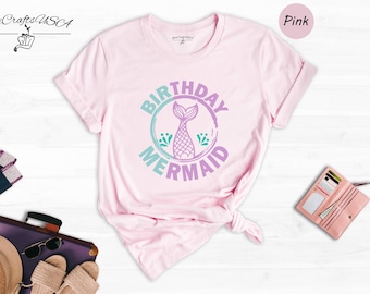 Mermaid Birthday Shirt: Girls Party Tee, Cotton Fabric | Funny Birthday Outfit, Relaxed Fit | Sizes XS-XL