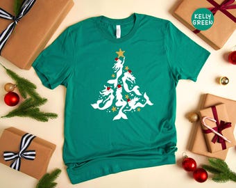 Mermaid Christmas T-shirt Holiday Tree: Festive Holiday Design, Soft Cotton Blend (XS-XXL, Unisex Apparel)