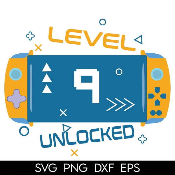 Level 9 Unlocked SVG, 9th Birthday Boy Gamer Svg, Level 9 Unlocked Birthday, 9 Years old, Funny Kids Gamer Svg Digital File For Cricut &Png