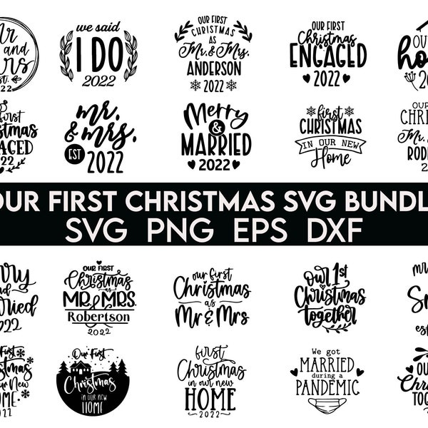 Our first Christmas 2022 mr and mrs newlyweds ornament SVG,PNG,DXF,Eps, first christmas ornament svg, first Christmas in new home svg