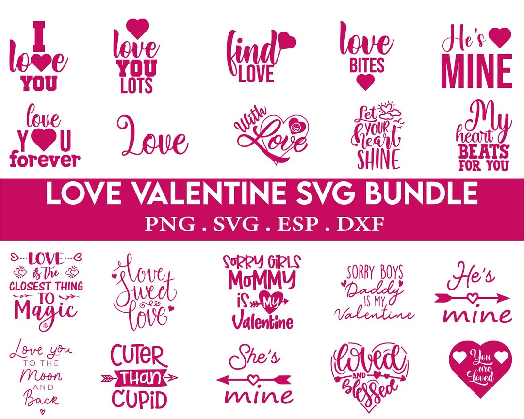Love Valentine Svg Bundle, Love SVG, Love Silhouette, Heart SVG
