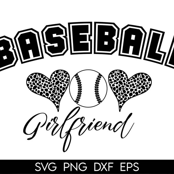 Baseball Girlfriend Svg, Leopard Heart Svg, Leopard Print Svg, Sports Svg, Baseball Girlfriend Shirt Svg, Baseball Iron On Png, Silhouette
