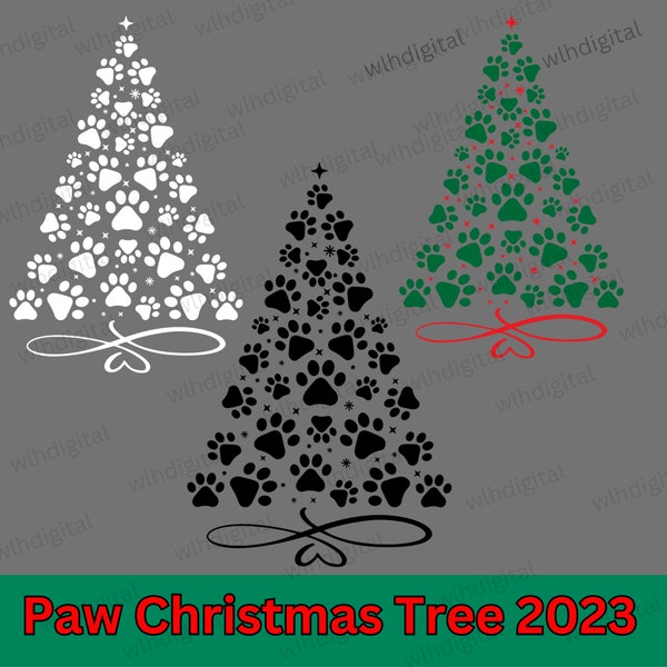 Christmas Paw Tree SVG Bundle, Animal Christmas Tree Design Svg,2023 Xmas Tree Svg, Cute Heart Paws Svg ,Christmas Dog Paw Svg, Dog Paw Svg