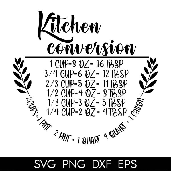 Kitchen Conversion Digital Design Set svg, Kitchen SVG, Kitchen Sign svg, Kitchen Conversion svg, measurements svg, Kitchen Cheat Sheet Svg,