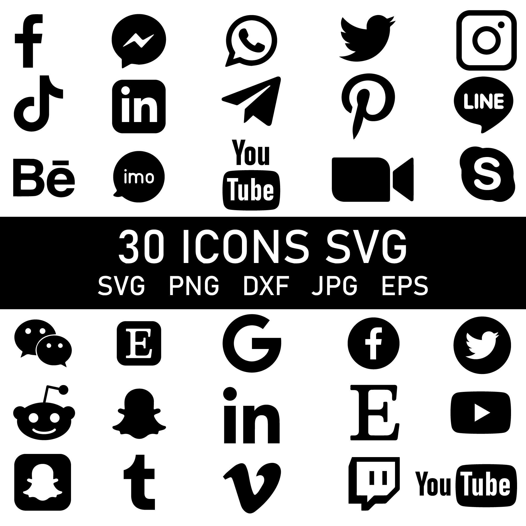 Social Media Icons SVG Bundle 30logosfacebook - Etsy