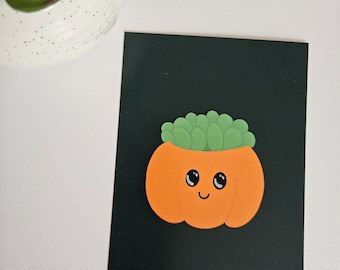 Cute Pumpkin Plant Print | Spooky A5 Art Print | Cute Gift For Spooky Season Lovers And Plant Lovers