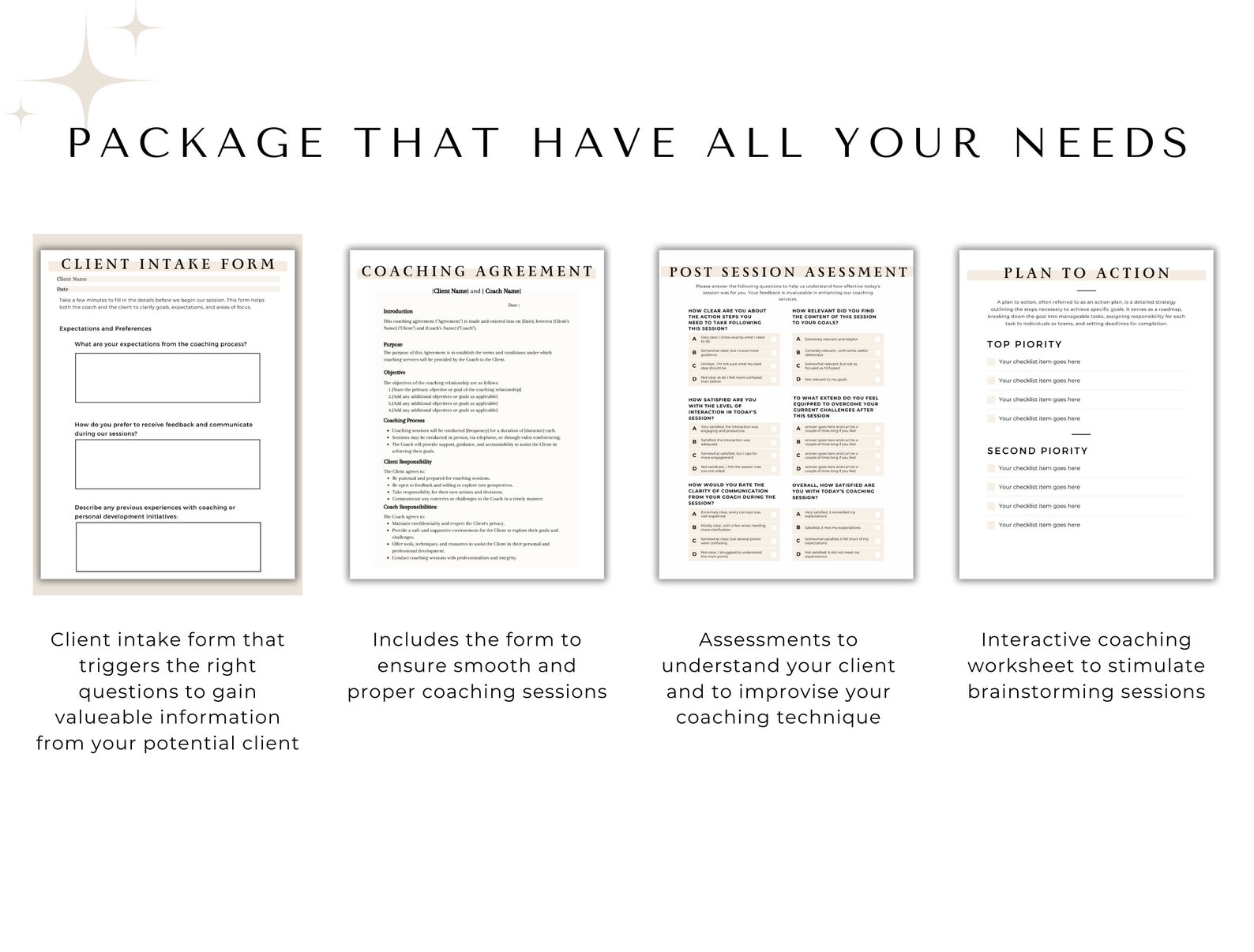 Coaching Intake Form: Life Coaching Worksheet, Confidentiality Template ...