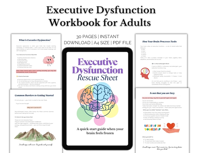 ADHD Executive Dysfunction Workbook: Neurodivergent Self-help Planner ...