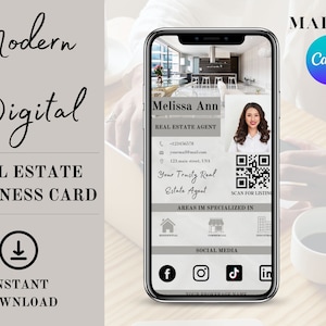 Cartão de visita digital imobiliário|Marketing imobiliário| Cartão de visita moderno | Modelo de lona de cartão de visita digital | Cartão de visita dos bens imobiliários |