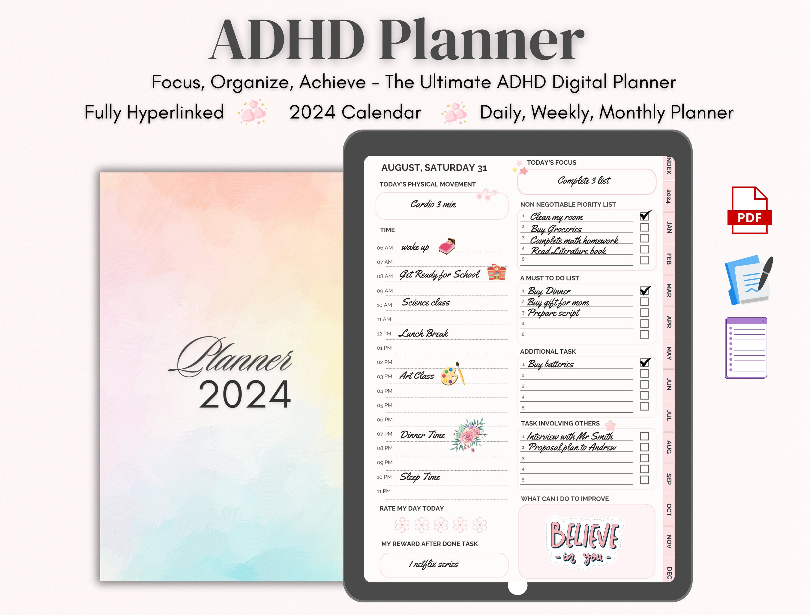 Empower Your ADHD Journey: Interactive Digital Planner & Daily Tracker ...