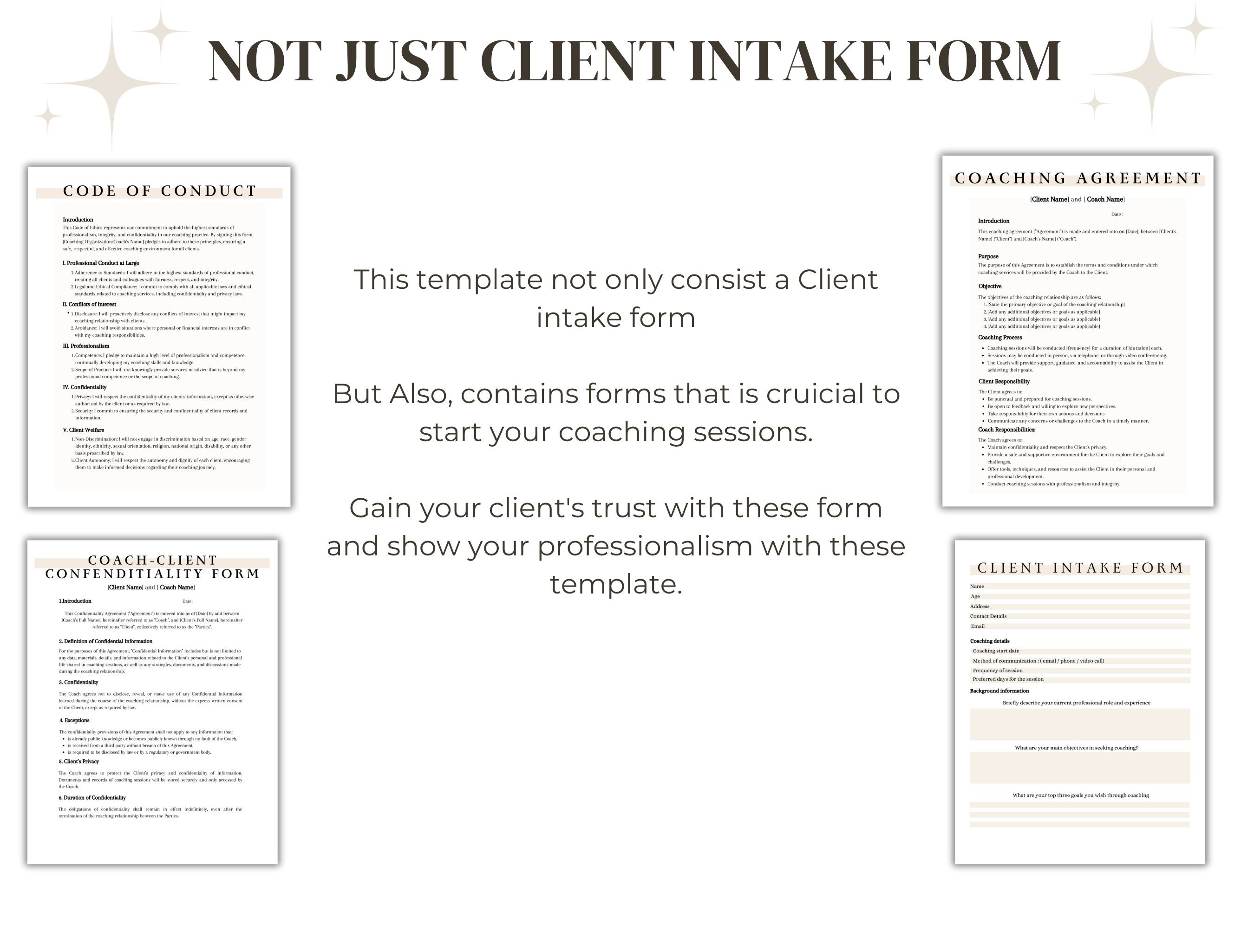Coaching Intake Form: Life Coaching Worksheet, Confidentiality Template ...