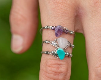handmade healing crystal ring