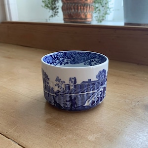 Plato italiano Spode azul vintage para horno y mesa, ancho 8 cm, Inglaterra, c1985