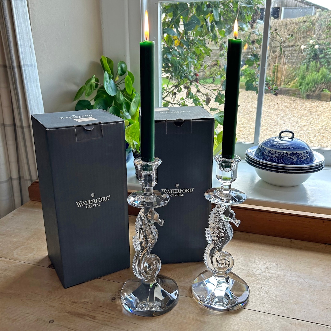 Seahorse Candlesticks Waterford Crystal Ireland C2015 Etsy Canada