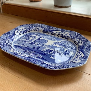 Copeland Spode, England vintage 1929 large meat or serving platter, dish or plate in Blue Italian pattern Width 37.5cm 14.8in