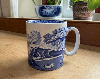 Vintage Spode Blue Italian 0.3L 0.5pt Standard Mug H8.4cm, England 2000-2006