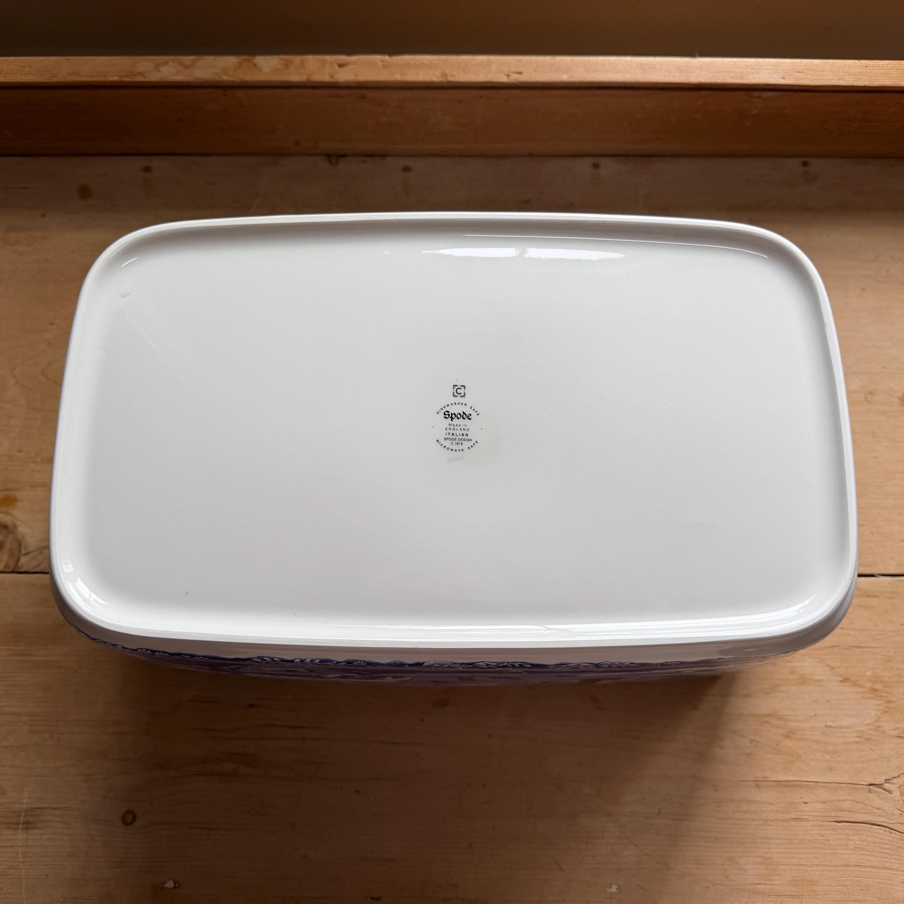 Vintage Spode Blue Italian Large Straight Side Bread Box or Bin