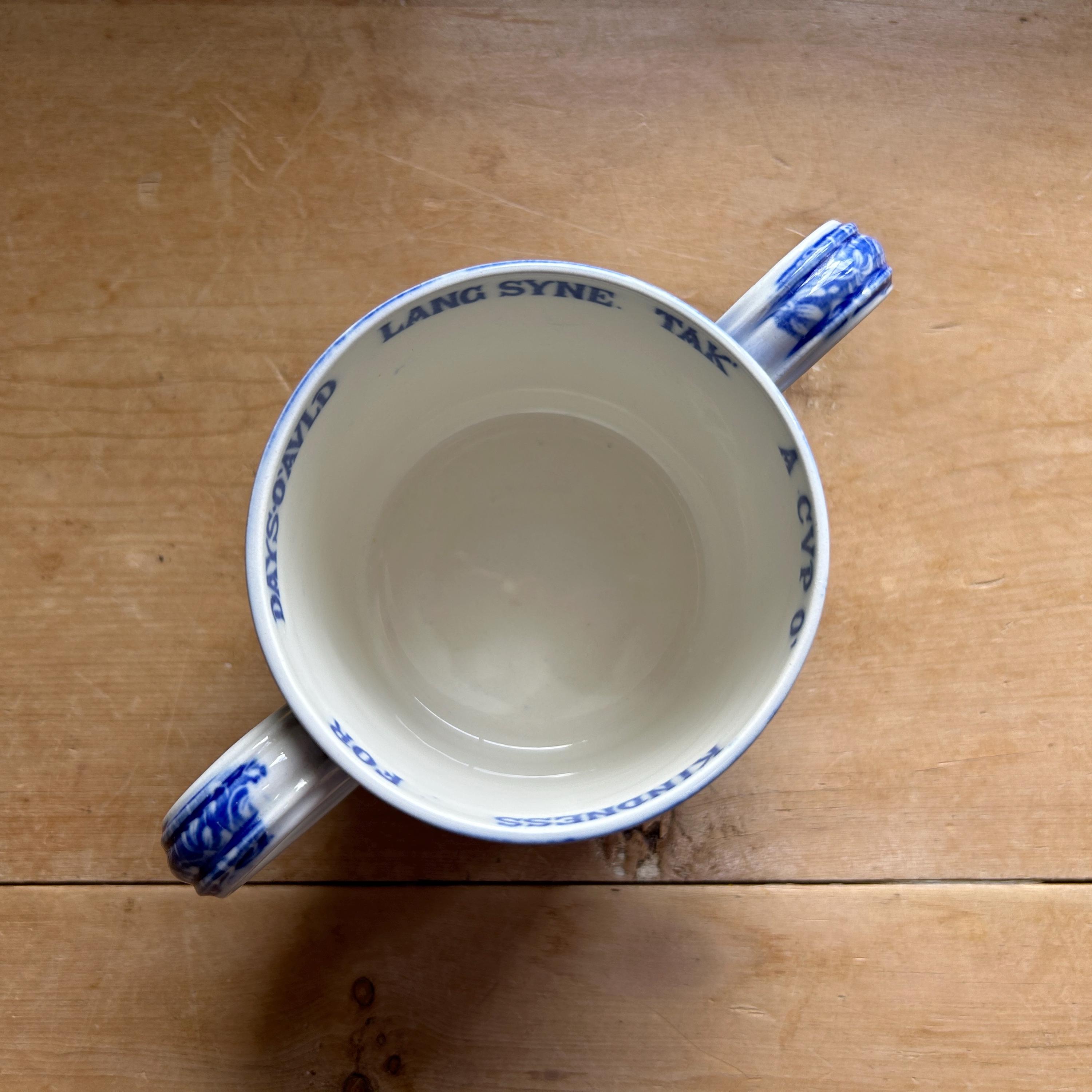 Antique Copeland Spode Blue Italian Double Handled Cup 'avld Lang