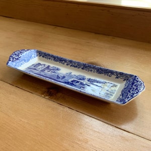 Spode, England vintage 2000-2008 rectangular mint, sweet or candy tray or pen, ring or trinket dish in Blue Italian pattern Width 22.7cm 9in