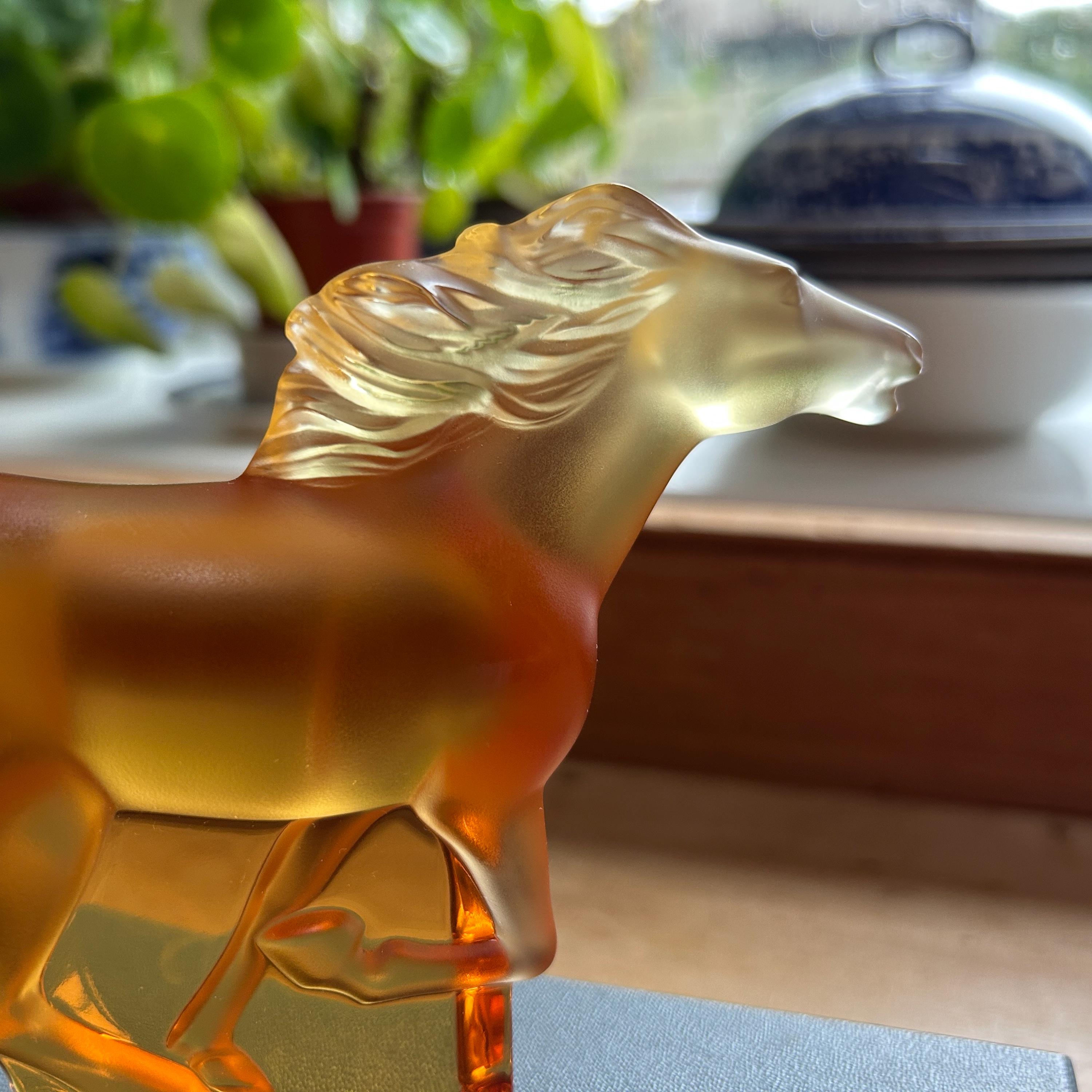 Vintage Lalique Kazak Galloping Horse by Marie-claude in Golden