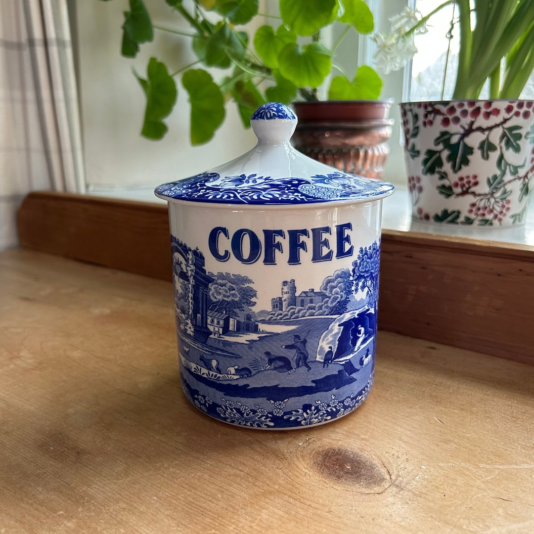 Vintage Spode Blue Italian Coffee Caddy England 1999