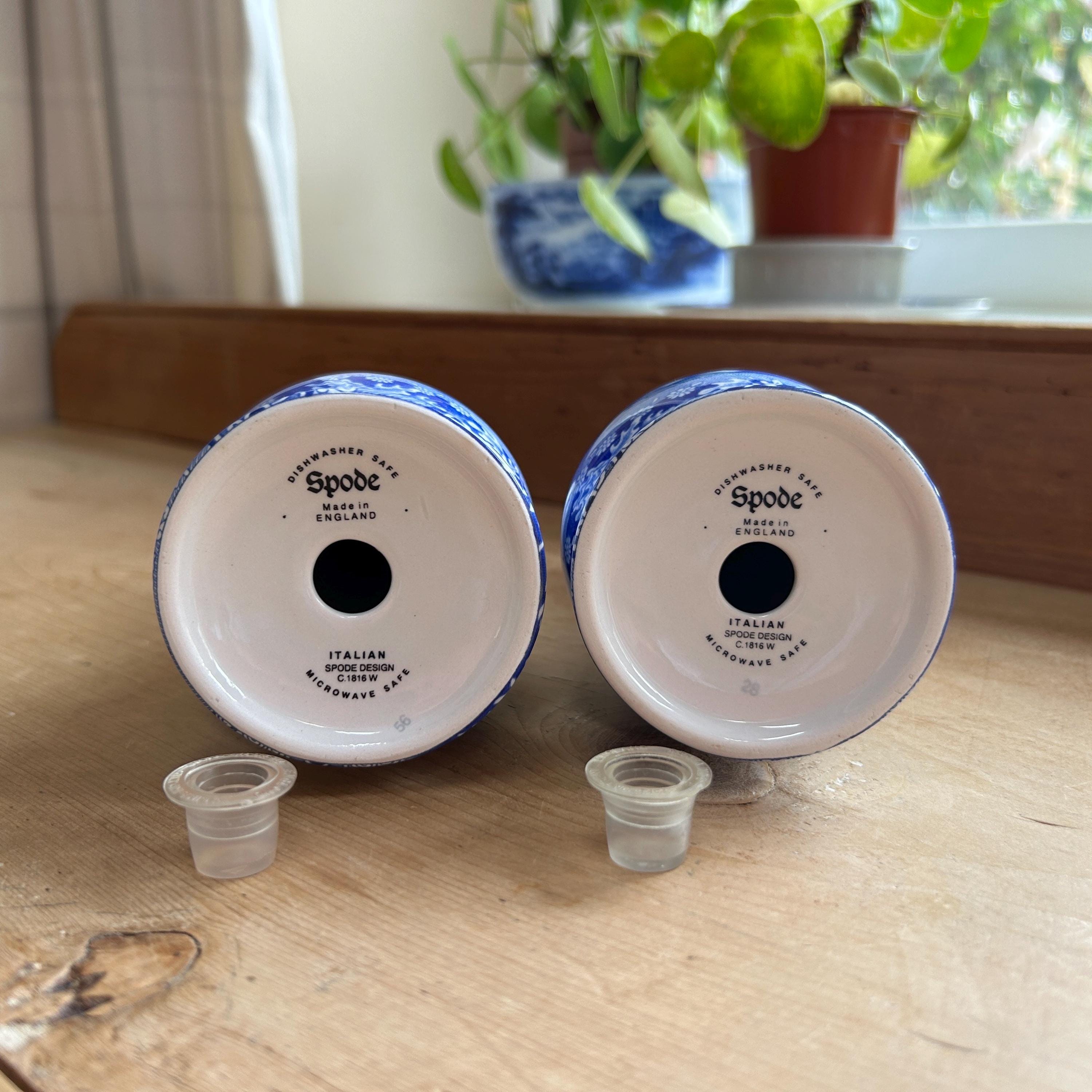 状態良好◇SPODE CAMPANULA◇ソルト＆ペッパー　イギリス陶器 Vintage Spode Blue Italian Pair Tall Salt and Pepper Shakers H16cm
